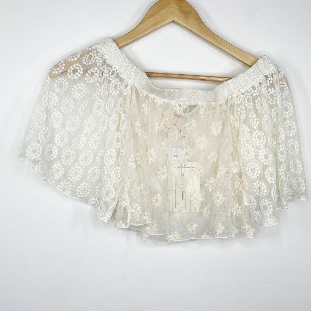 LF Native Rose Cream Woven Short Sleeve Sheer Top Women's Size‎ 8 NWT